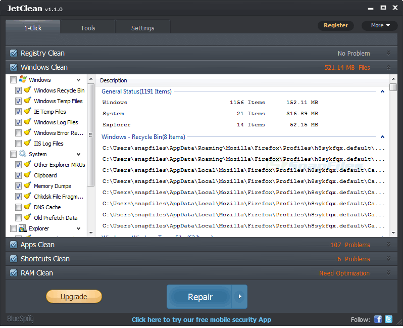 JetClean Registry Cleaner Software