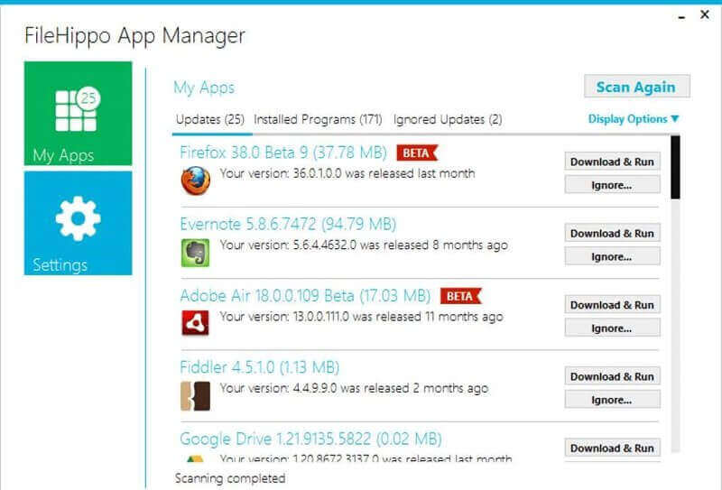FileHippo App Manager Software Updater