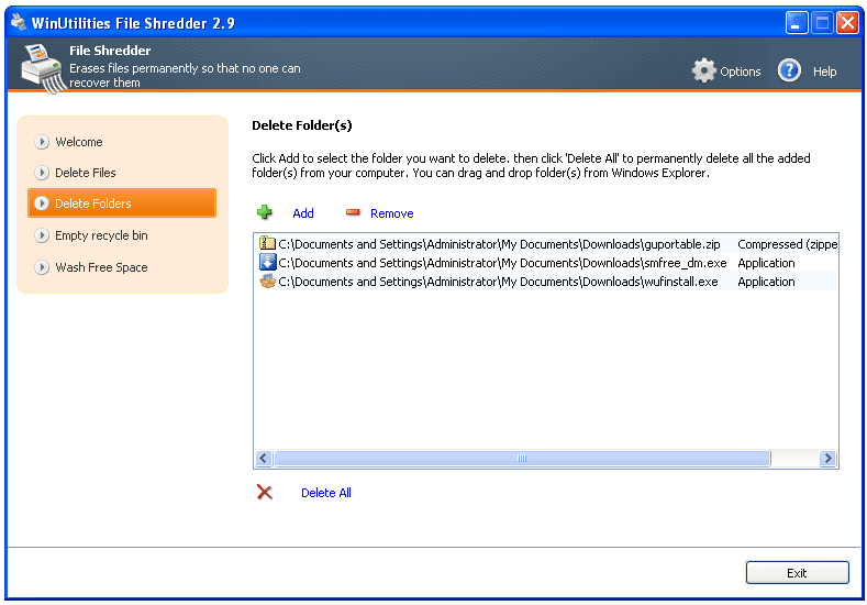 WinUtilities File Shredder Software