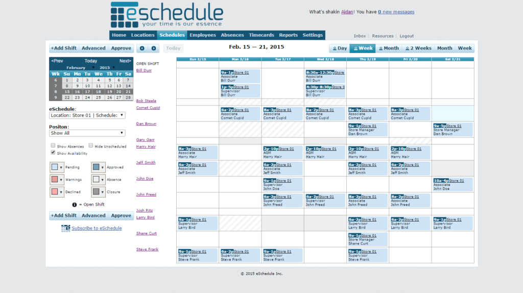 eSchedule Employee Scheduling Software