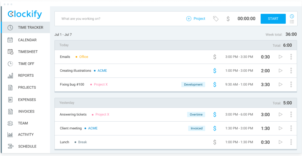 Clockify Time Entry Software