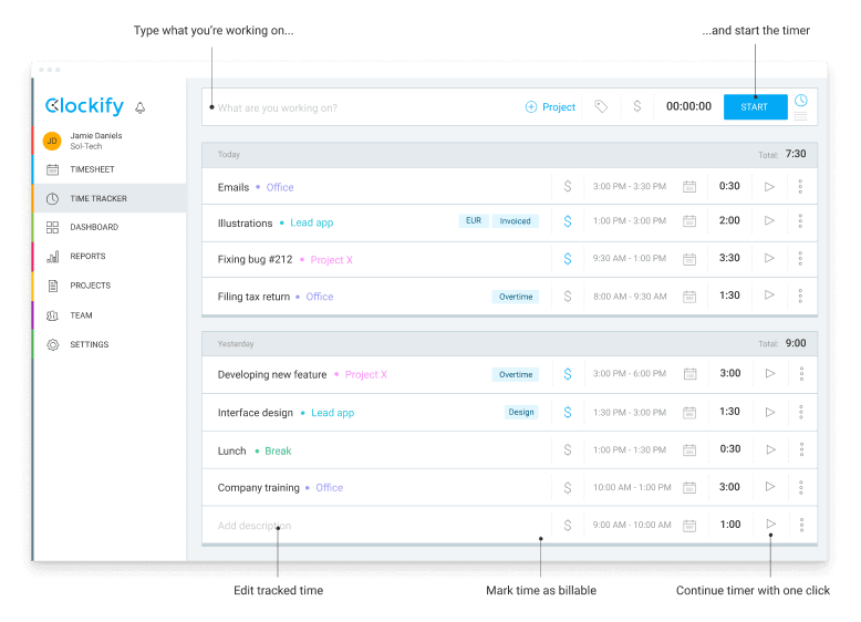 Clockify Time and Attendance Software