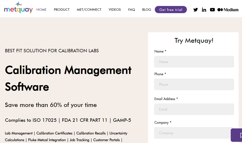 Metquay Calibration Software