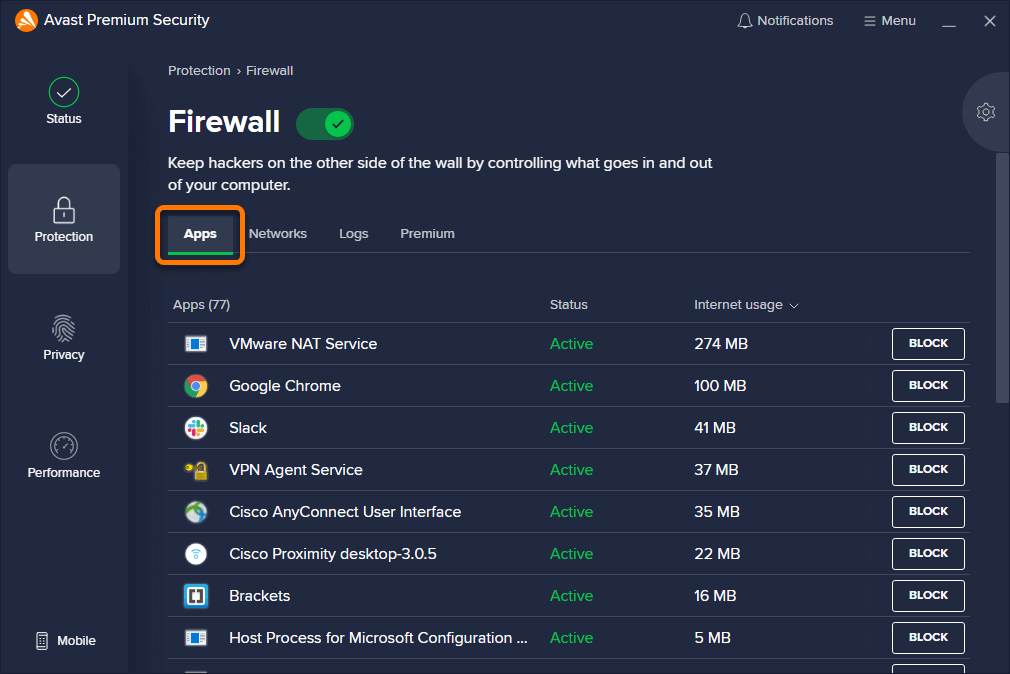 Avast Firewall Software